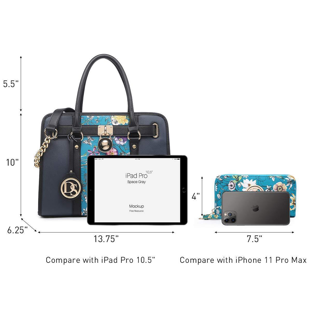Two Tone Satchel Top Handle Bags Work Tote with Matching Wallet l Dasein - Dasein Bags
