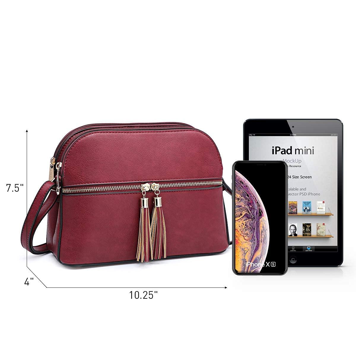 Tassel Front Zipper Crossbody Bag - Dasein Bags