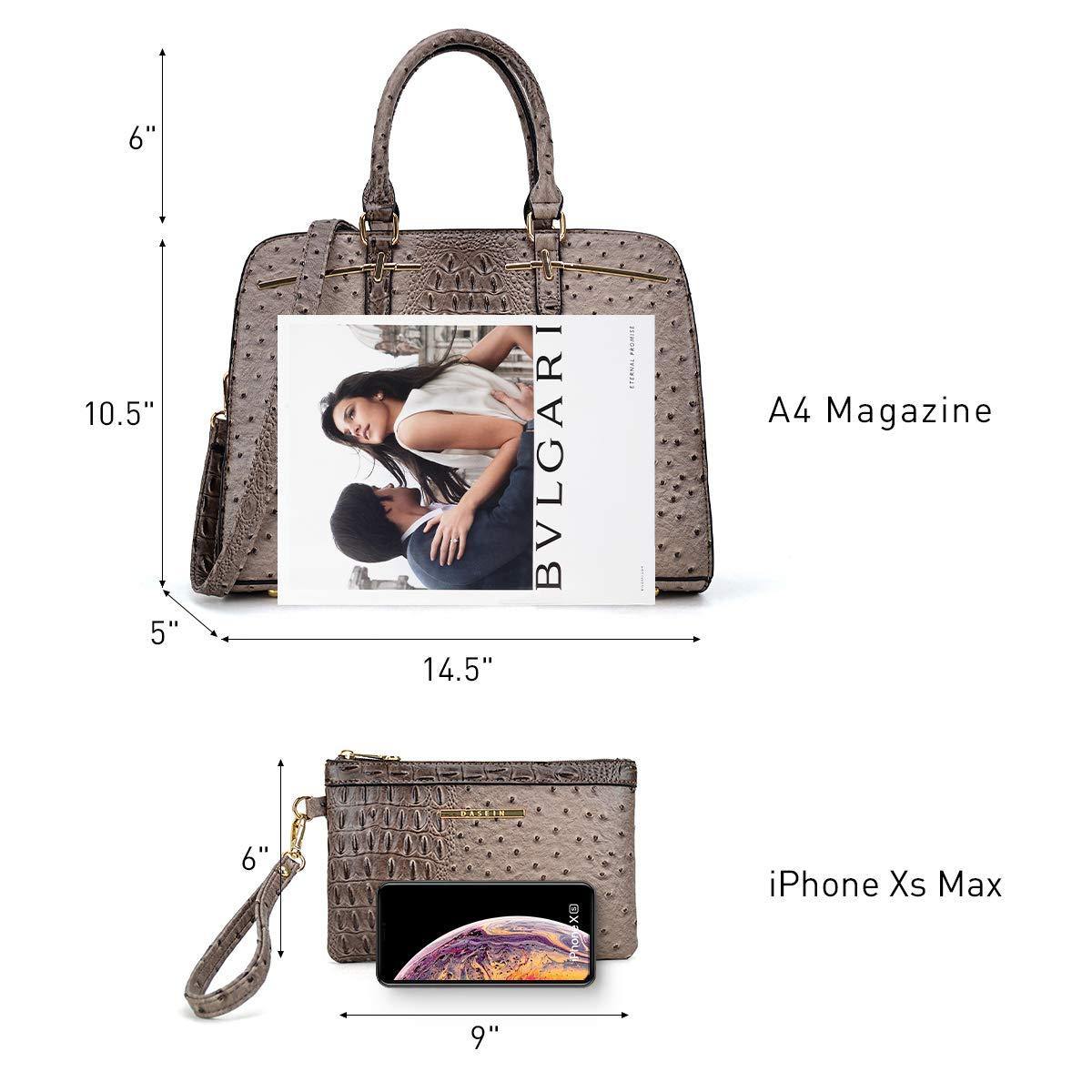 Fashion Embossed Pattern Two Tone Handbag with Matching Wallet l Dasein - Dasein Bags