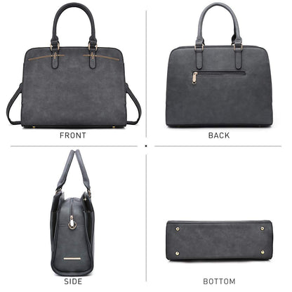 Gold-Tone Hardware Vegan Leather Textured Handbag with Matching Wallet l Dasein - Dasein Bags