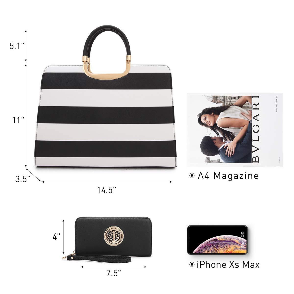 Saffiano Striped Briefcase Handbag - Dasein Bags