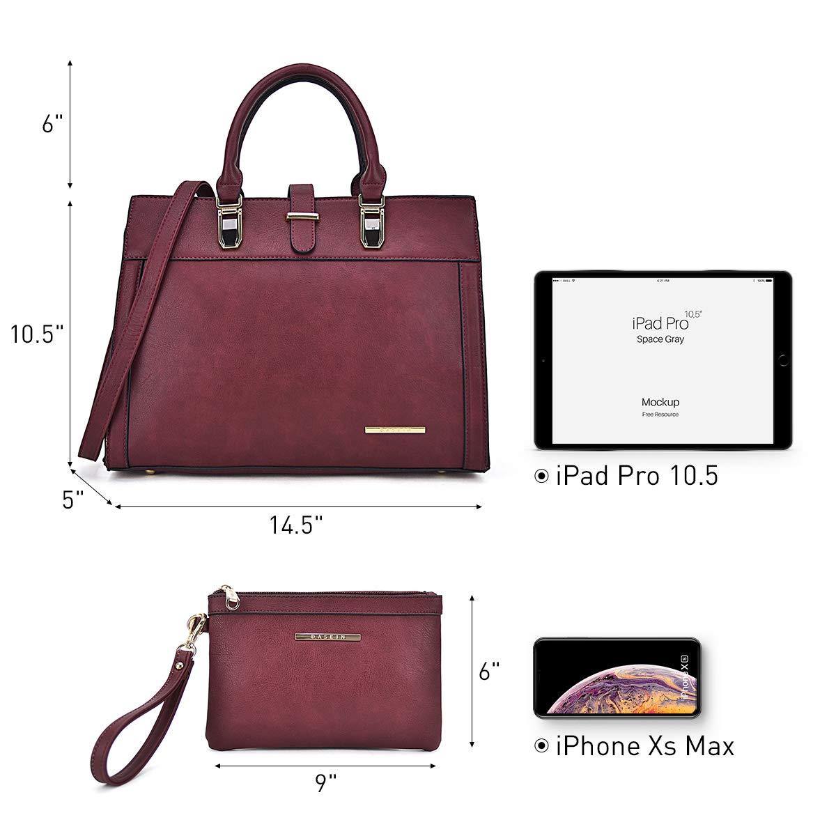 Women Flap-over Belt Top Handle Tote Satchel Purse Work Bag Matching Wristlet bag l Dasein - Dasein Bags