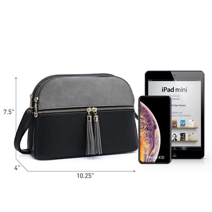 Two-Tone Tassel Crossbody Bag - Dasein Bags