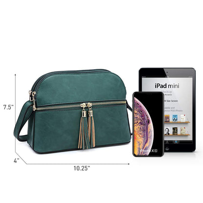 Tassel Front Zipper Crossbody Bag - Dasein Bags
