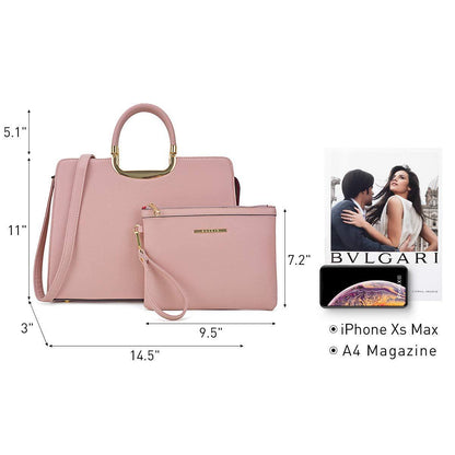 Pebble Texture Handbag with Matching Wristlet - Dasein Bags