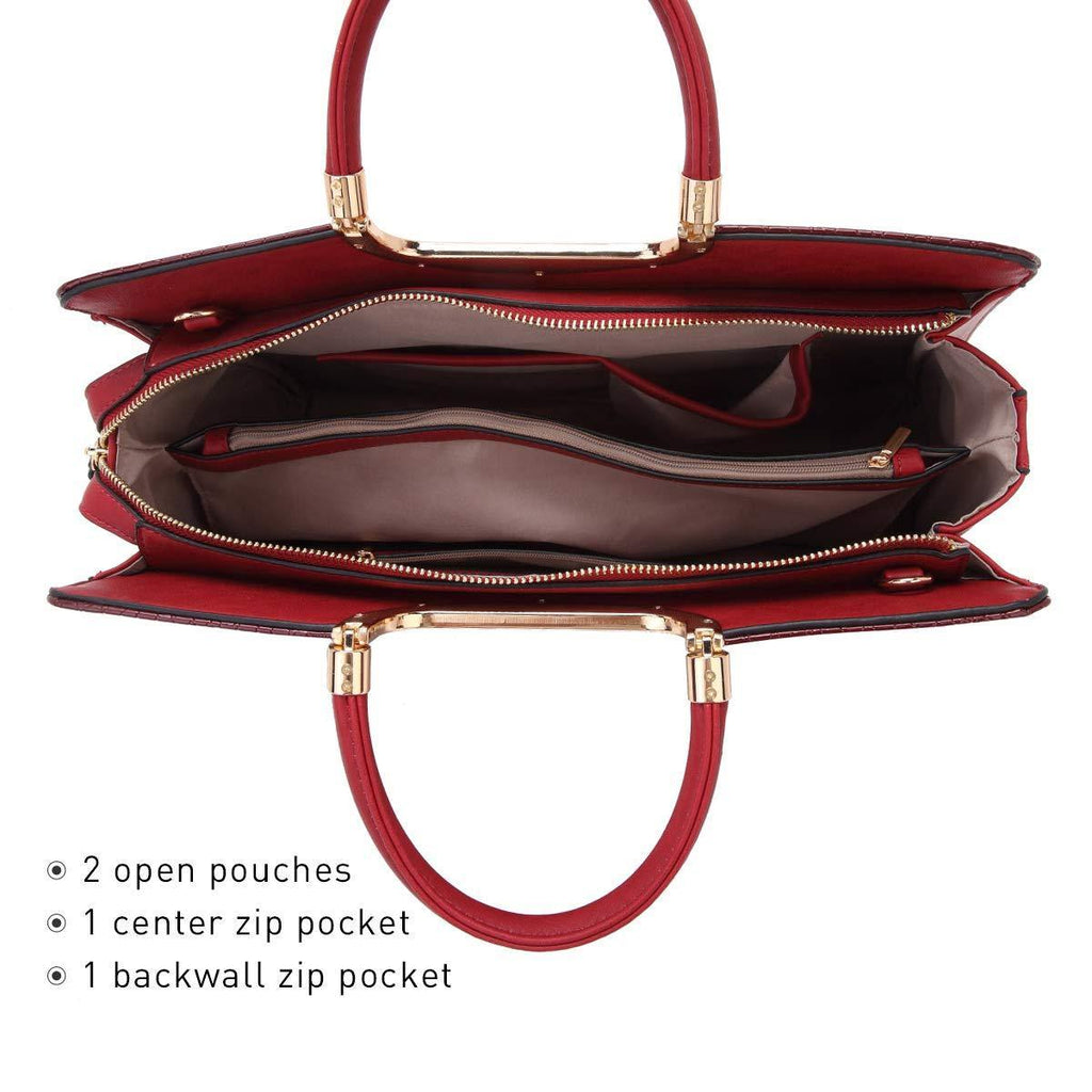 Fashion Pattern Embossed Handbag with Matching Wallet - Dasein Bags