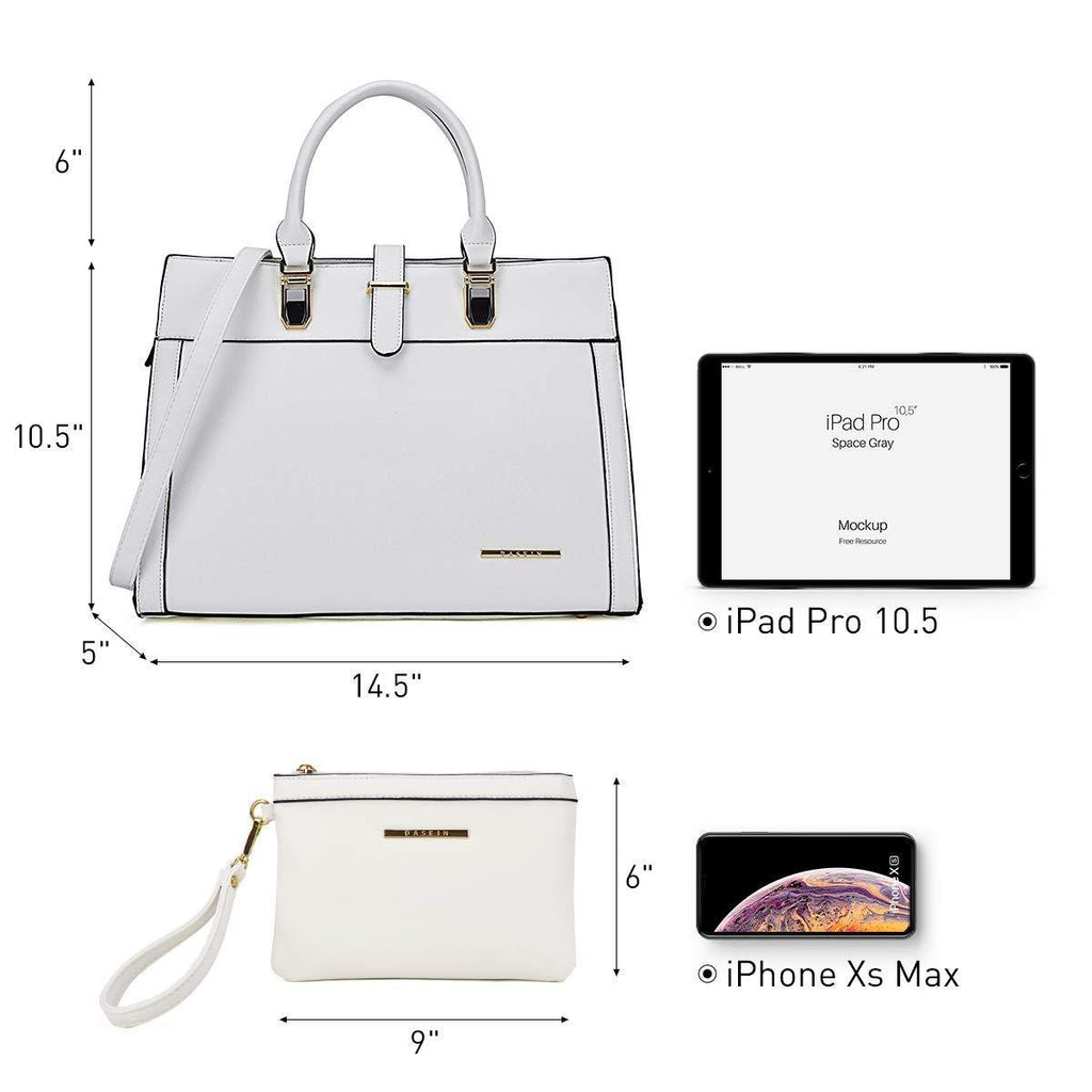 Women Flap-over Belt Top Handle Tote Satchel Purse Work Bag Matching Wristlet bag l Dasein - Dasein Bags