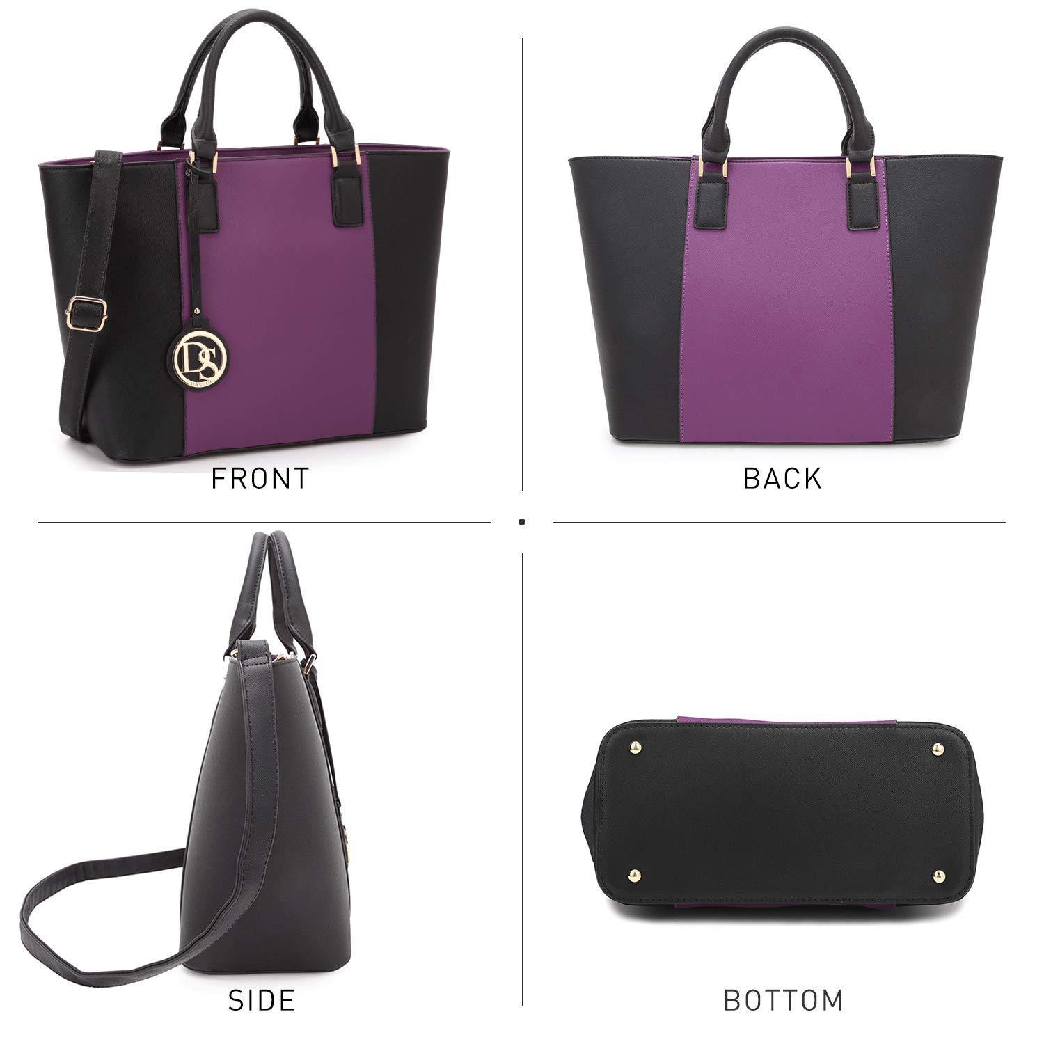 Fashion Stitching Color Large Tote Bag with Matching Wallet l Dasein - Dasein Bags