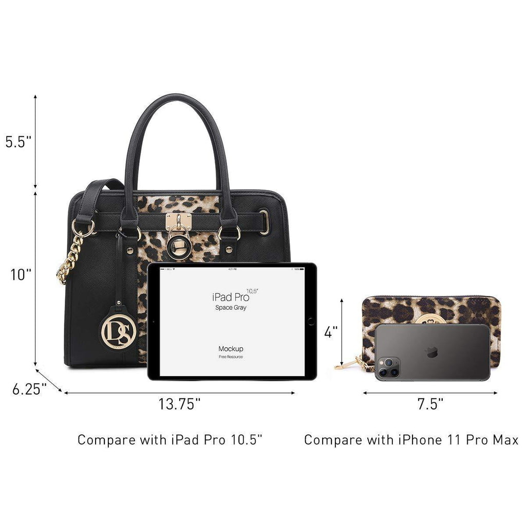 Two Tone Satchel Top Handle Bags Work Tote with Matching Wallet l Dasein - Dasein Bags