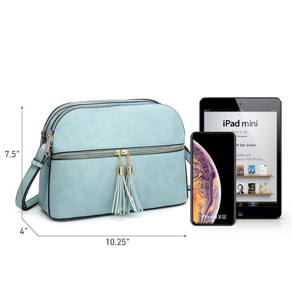 Tassel Front Zipper Crossbody Bag - Dasein Bags