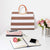 Saffiano Striped Briefcase Handbag - Dasein Bags