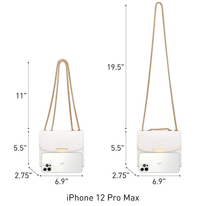 Push Lock Lightweight Vegan Leather Crossbody Bag With Chain Strap By Dasein - Dasein Bags