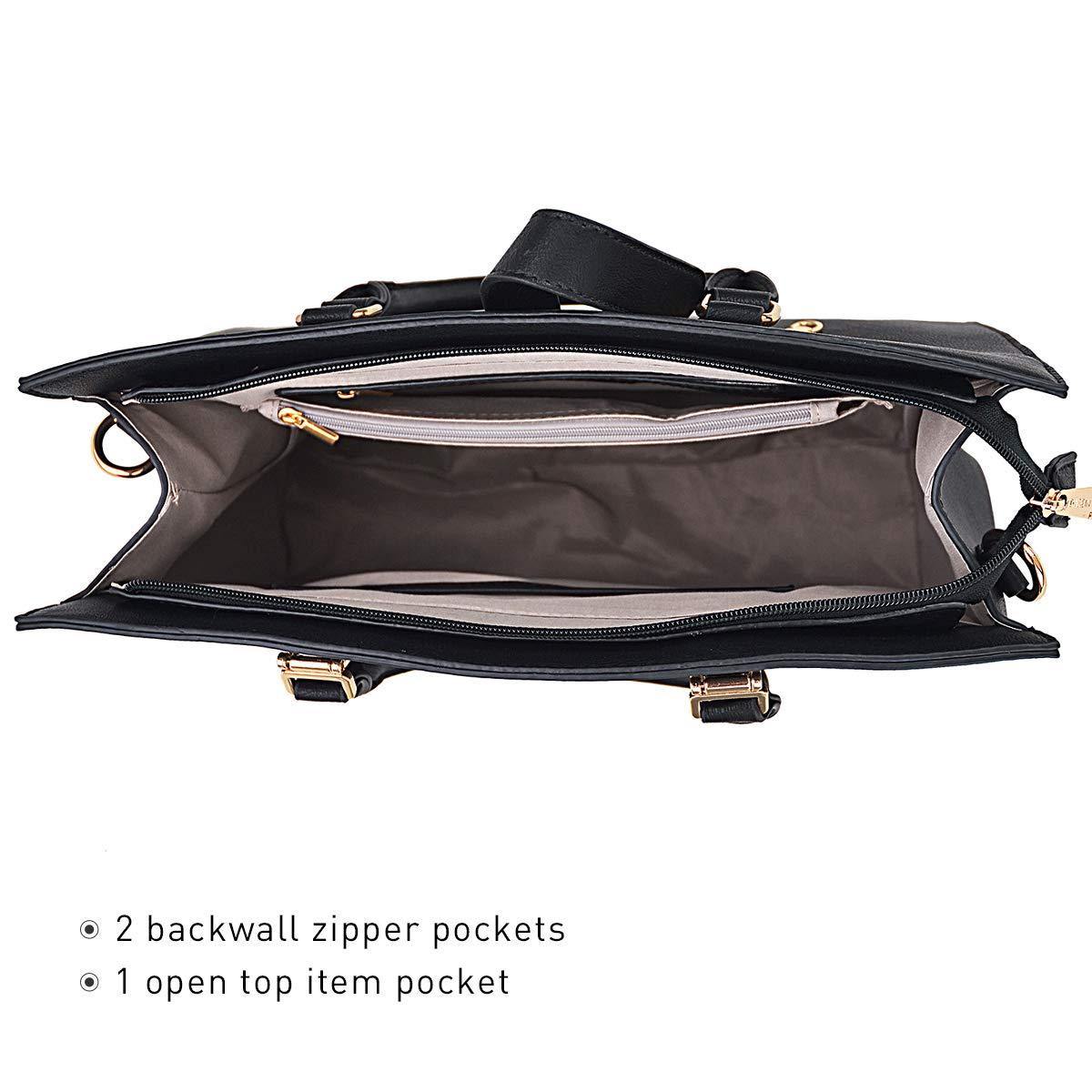 Women Flap-over Belt Top Handle Tote Satchel Purse Work Bag Matching Wristlet bag l Dasein - Dasein Bags
