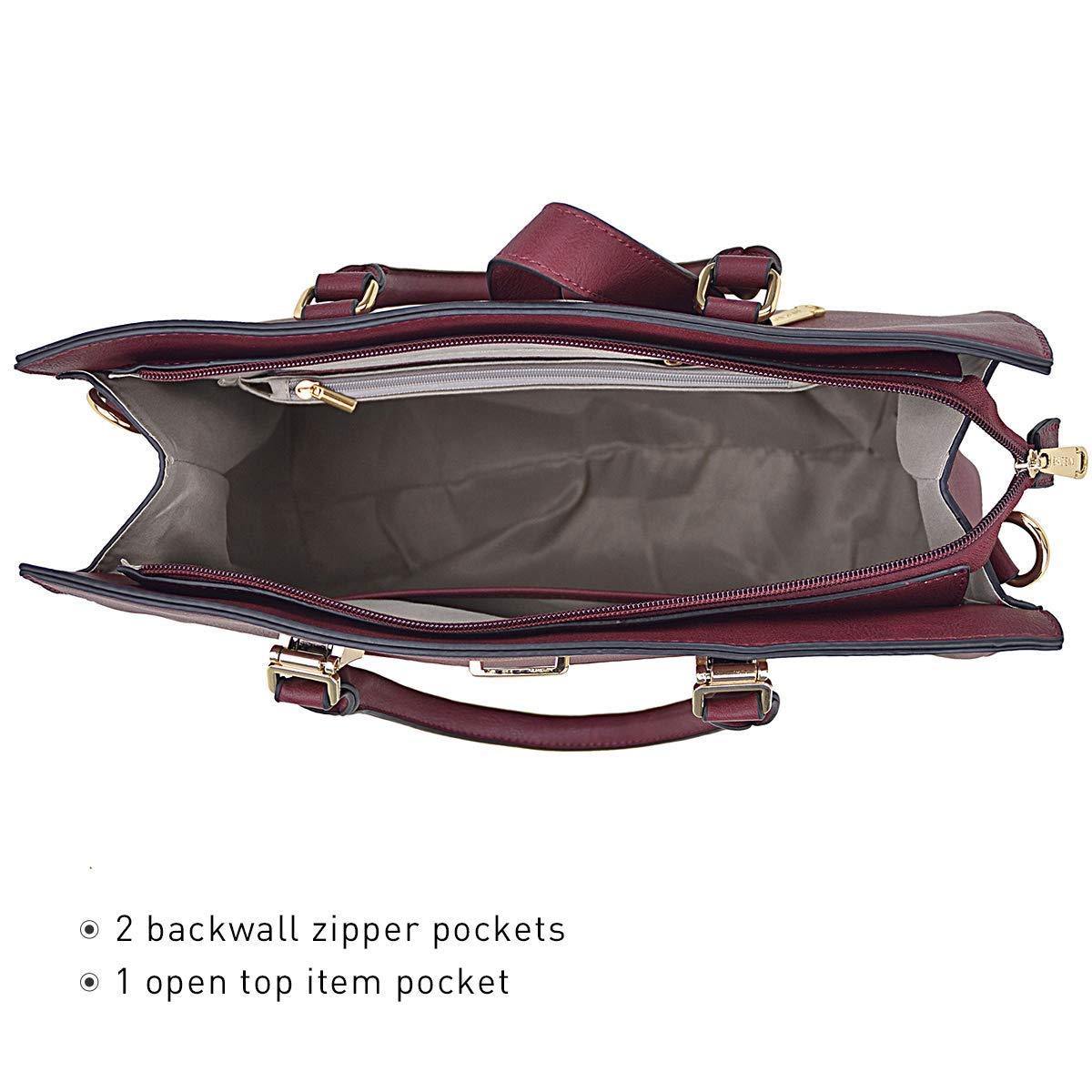 Women Flap-over Belt Top Handle Tote Satchel Purse Work Bag Matching Wristlet bag l Dasein - Dasein Bags