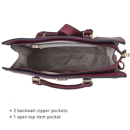 Women Flap-over Belt Top Handle Tote Satchel Purse Work Bag Matching Wristlet bag l Dasein - Dasein Bags