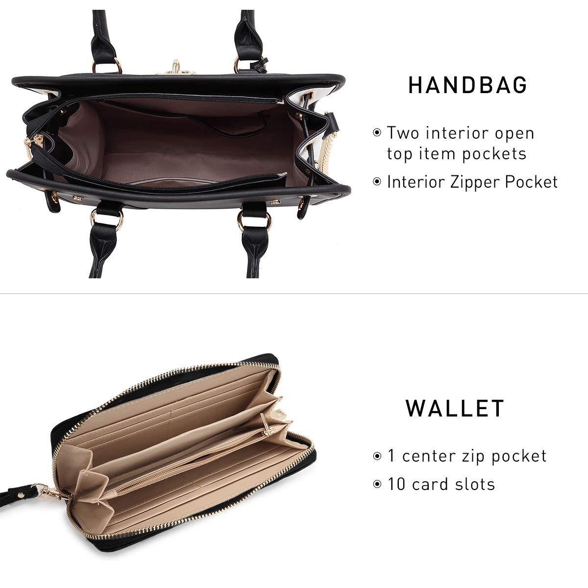 Two Tone Satchel Top Handle Bags Work Tote with Matching Wallet l Dasein - Dasein Bags