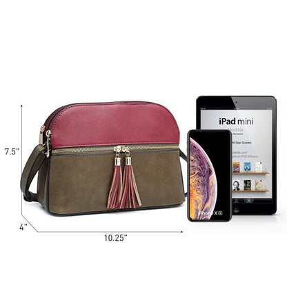 Two-Tone Tassel Crossbody Bag - Dasein Bags
