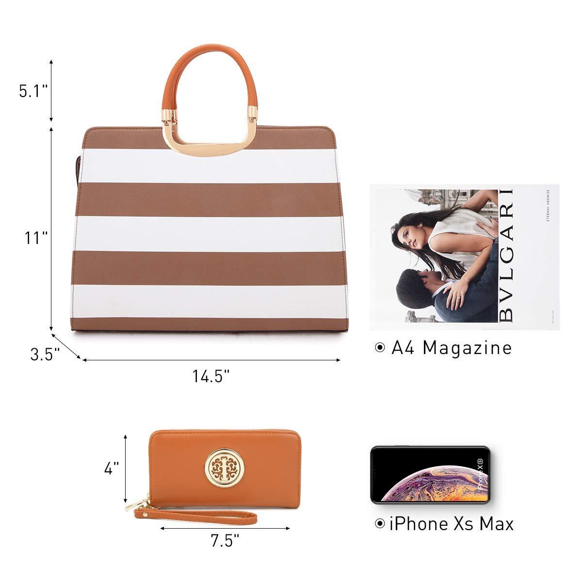 Saffiano Striped Briefcase Handbag - Dasein Bags