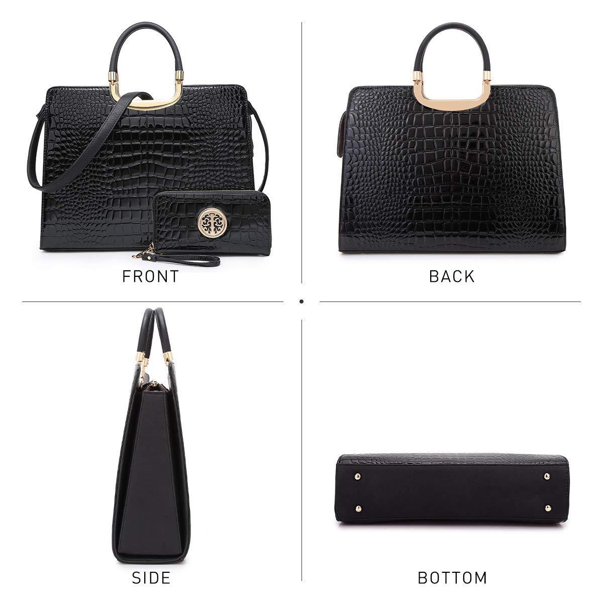 Fashion Pattern Embossed Handbag with Matching Wallet - Dasein Bags