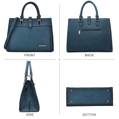 Women Flap-over Belt Top Handle Tote Satchel Purse Work Bag Matching Wristlet bag l Dasein - Dasein Bags