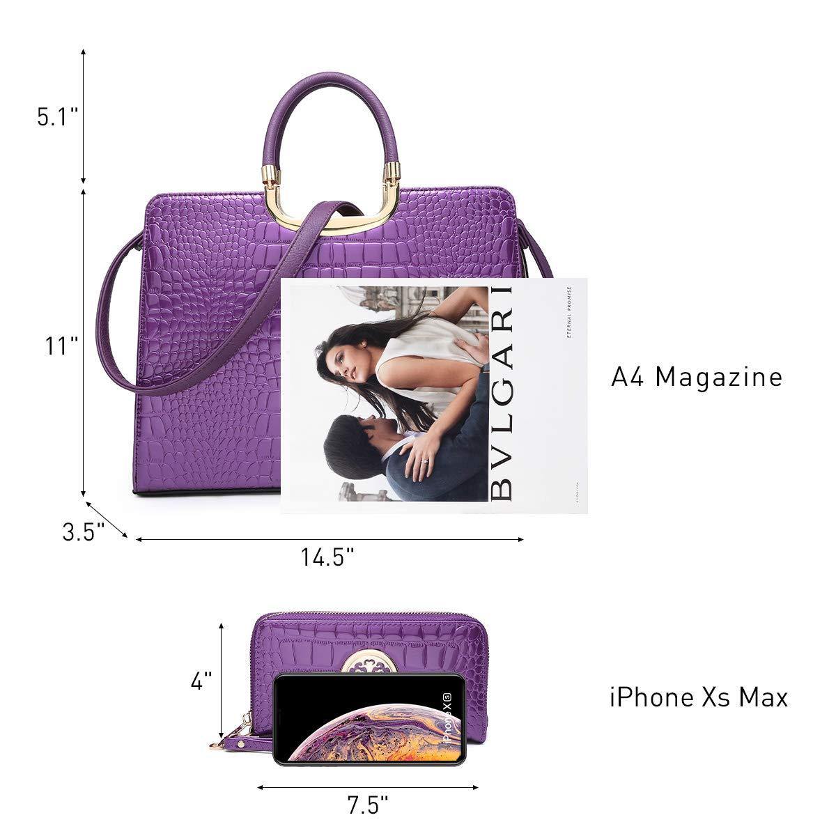 Fashion Pattern Embossed Handbag with Matching Wallet - Dasein Bags