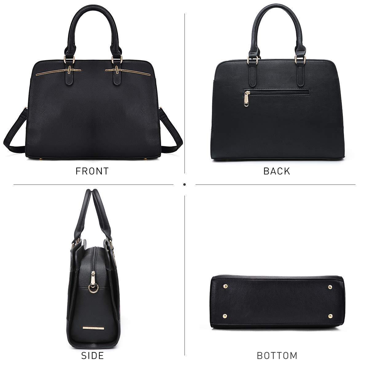 Gold-Tone Hardware Vegan Leather Textured Handbag with Matching Wallet l Dasein - Dasein Bags