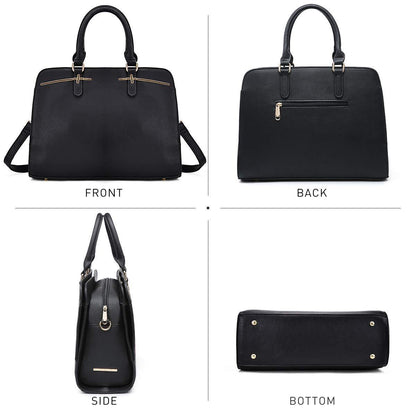 Gold-Tone Hardware Vegan Leather Textured Handbag with Matching Wallet l Dasein - Dasein Bags