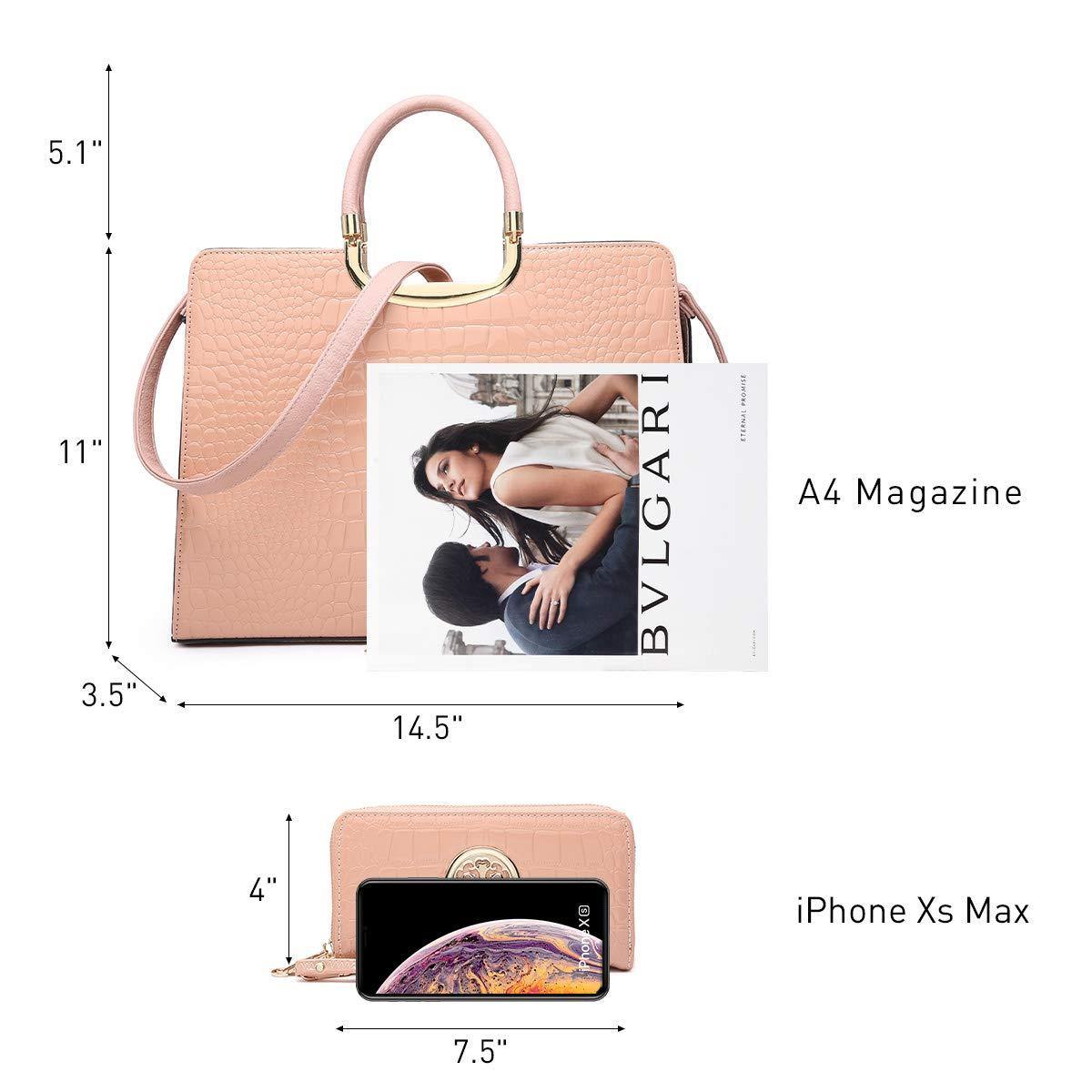 Fashion Pattern Embossed Handbag with Matching Wallet - Dasein Bags
