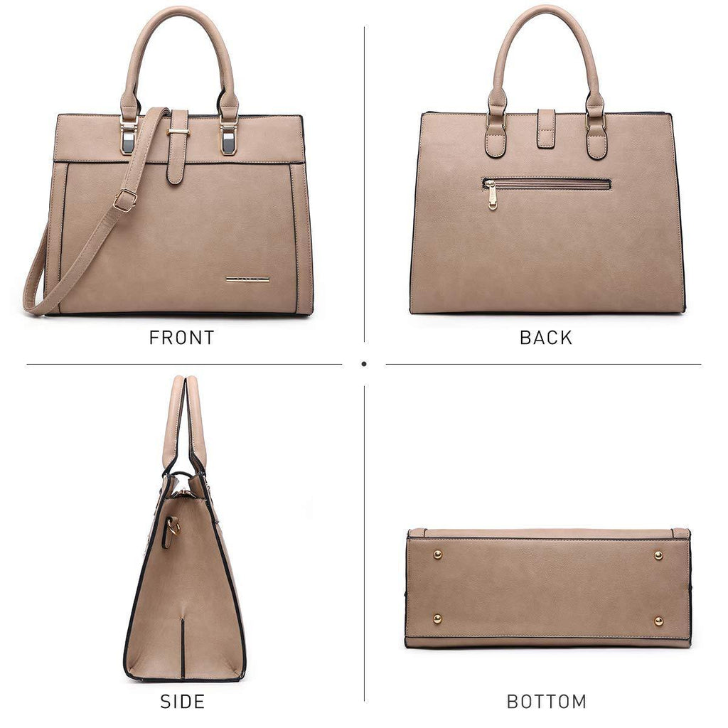 Women Flap-over Belt Top Handle Tote Satchel Purse Work Bag Matching Wristlet bag l Dasein - Dasein Bags