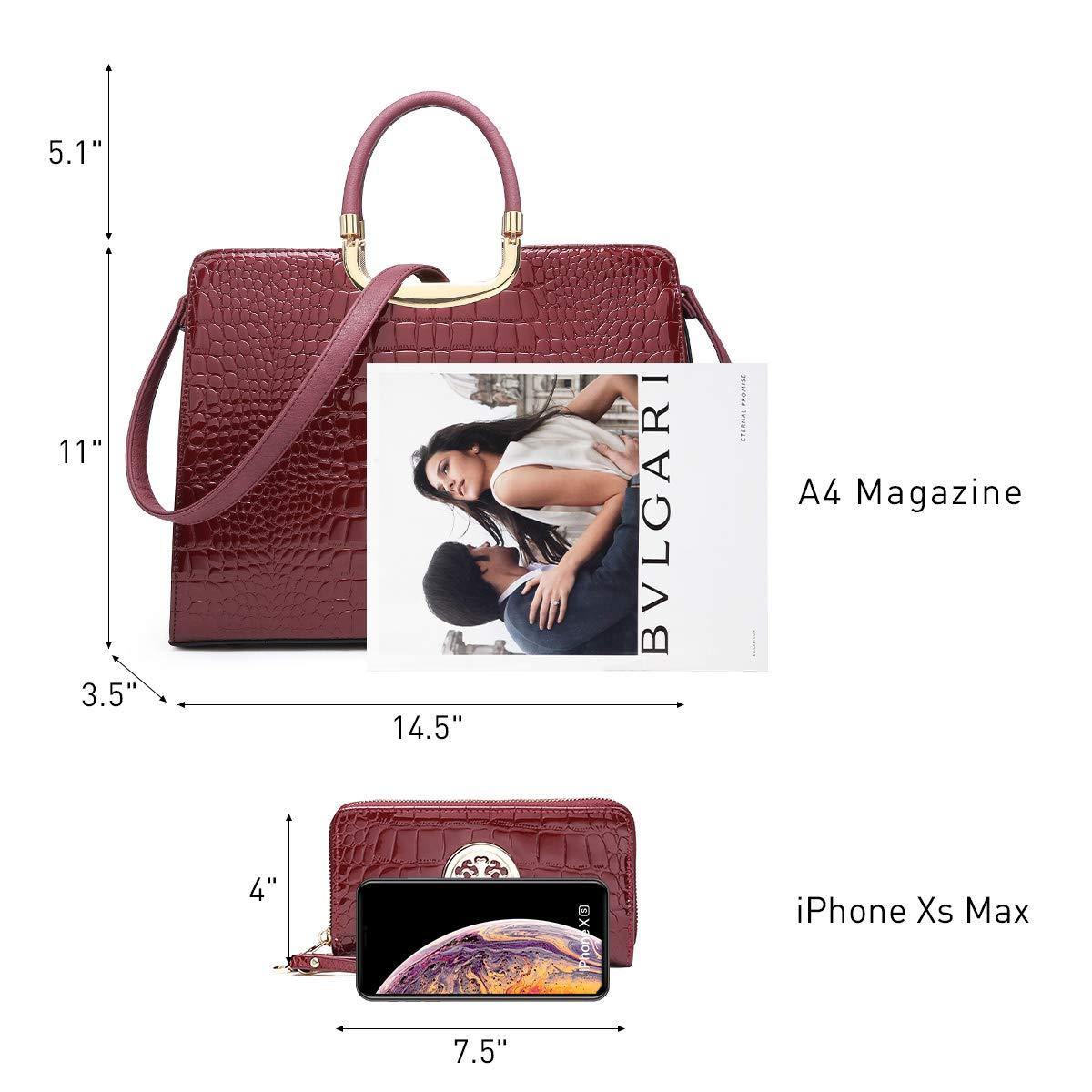 Fashion Pattern Embossed Handbag with Matching Wallet - Dasein Bags