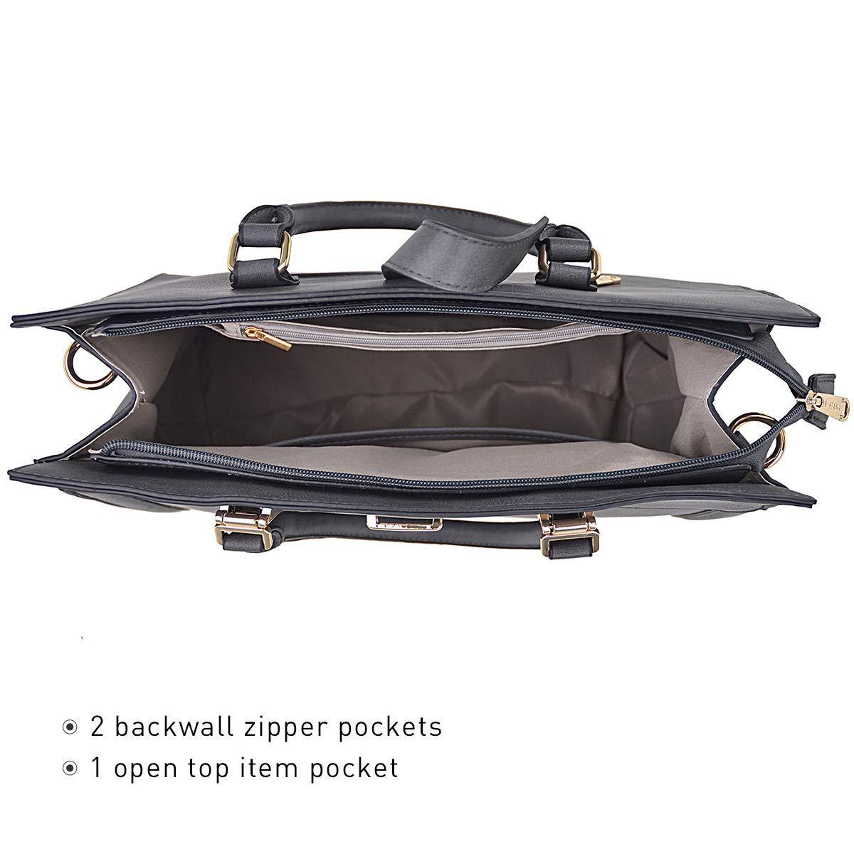 Women Flap-over Belt Top Handle Tote Satchel Purse Work Bag Matching Wristlet bag l Dasein - Dasein Bags