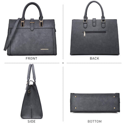 Women Flap-over Belt Top Handle Tote Satchel Purse Work Bag Matching Wristlet bag l Dasein - Dasein Bags
