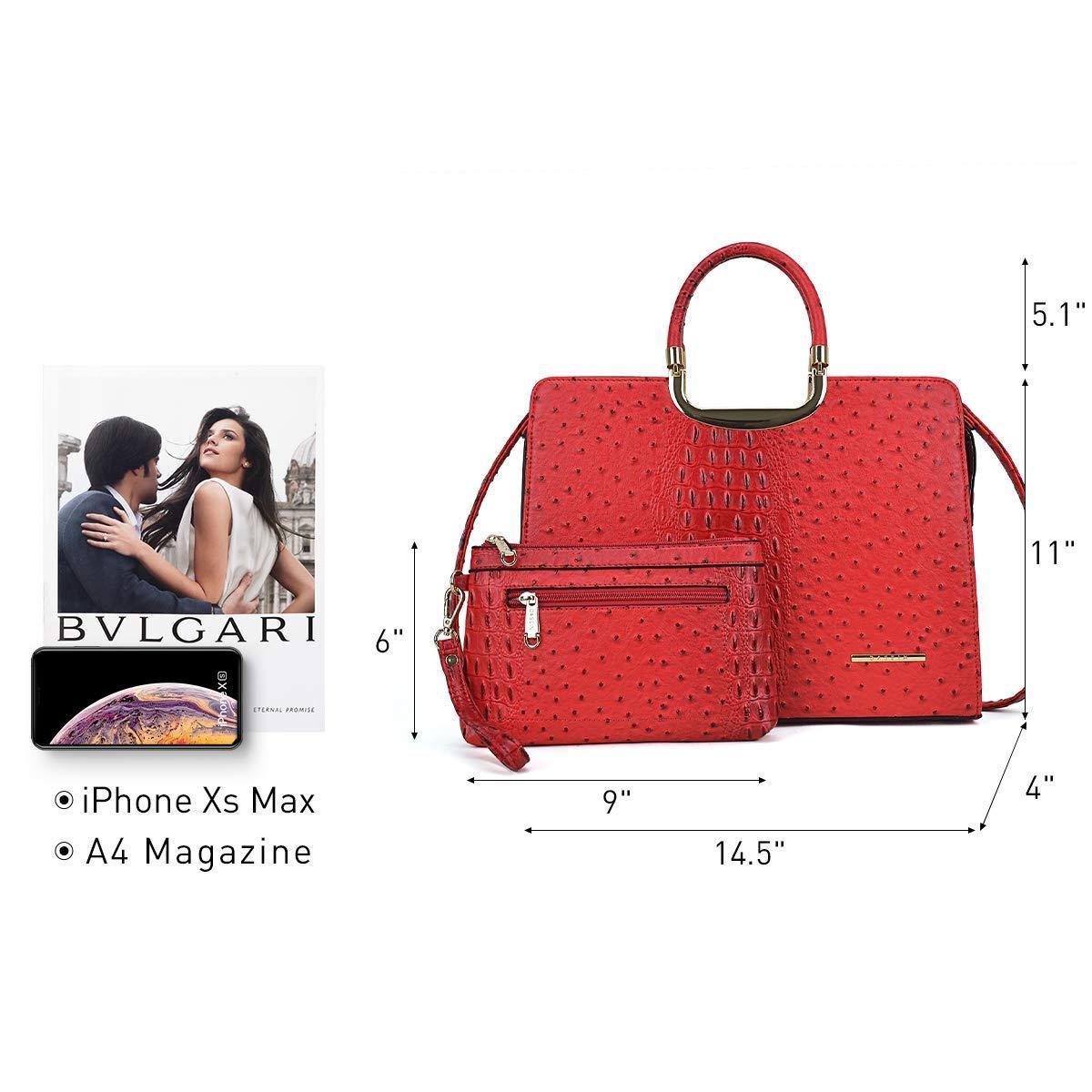 Embossed Pattern Top Handle Handbag with Matching Wallet - Dasein Bags