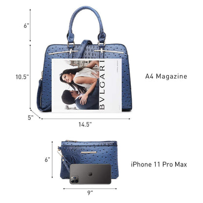 Fashion Embossed Pattern Two Tone Handbag with Matching Wallet l Dasein - Dasein Bags