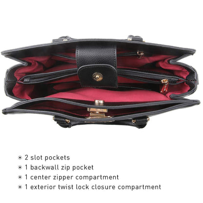 Twist Lock Handbag with Matching Wristlet - Dasein Bags