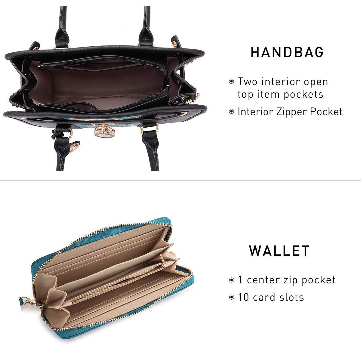 Two Tone Satchel Top Handle Bags Work Tote with Matching Wallet l Dasein - Dasein Bags