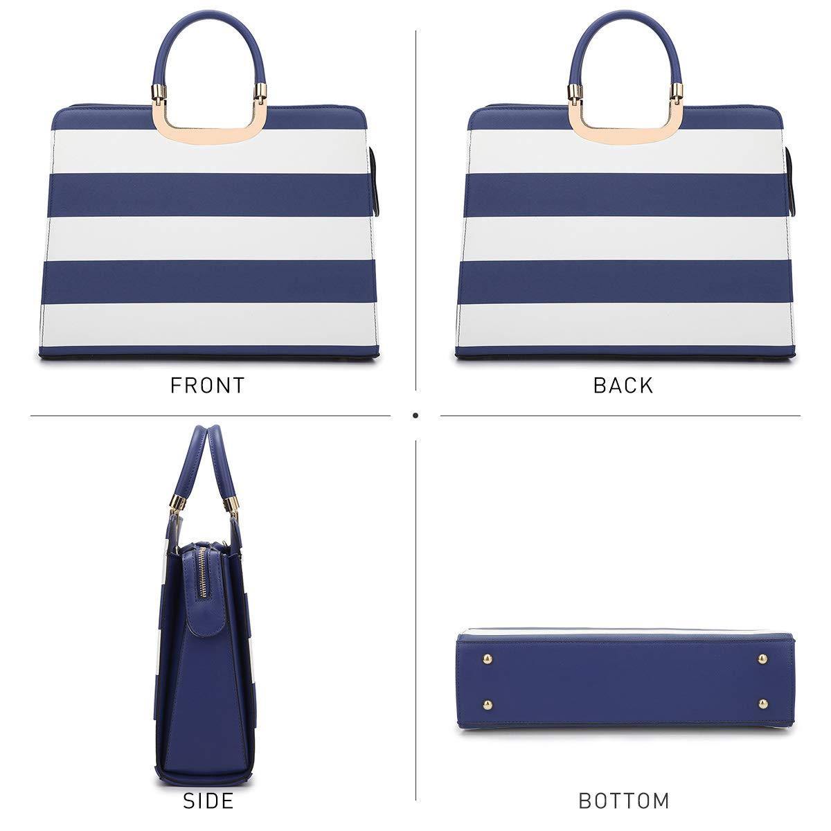 Saffiano Striped Briefcase Handbag - Dasein Bags