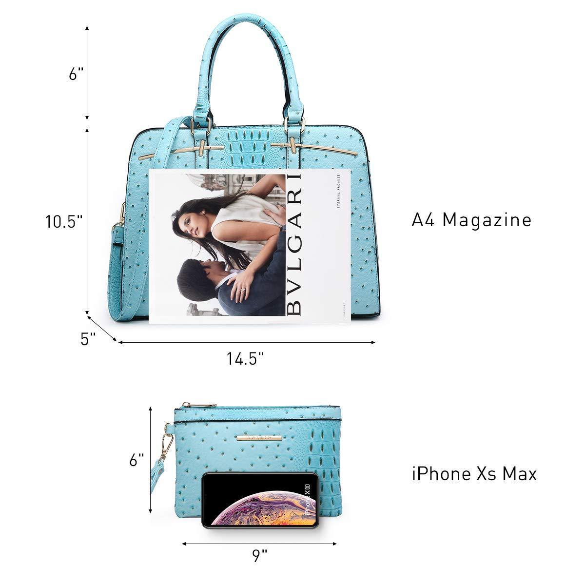 Fashion Embossed Pattern Two Tone Handbag with Matching Wallet l Dasein - Dasein Bags