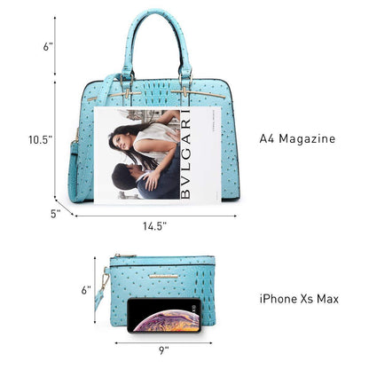 Fashion Embossed Pattern Two Tone Handbag with Matching Wallet l Dasein - Dasein Bags