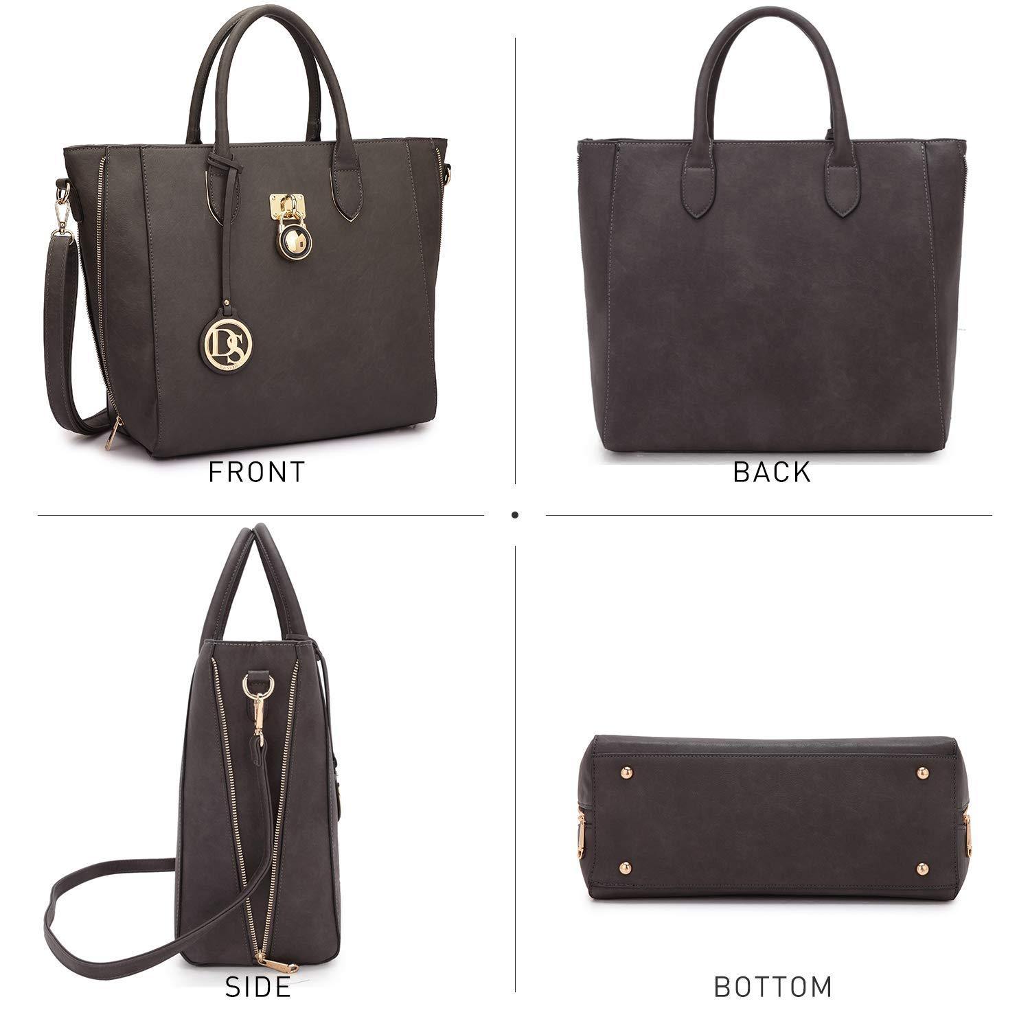 Solid-Color Emblem Tote Handbag - Dasein Bags