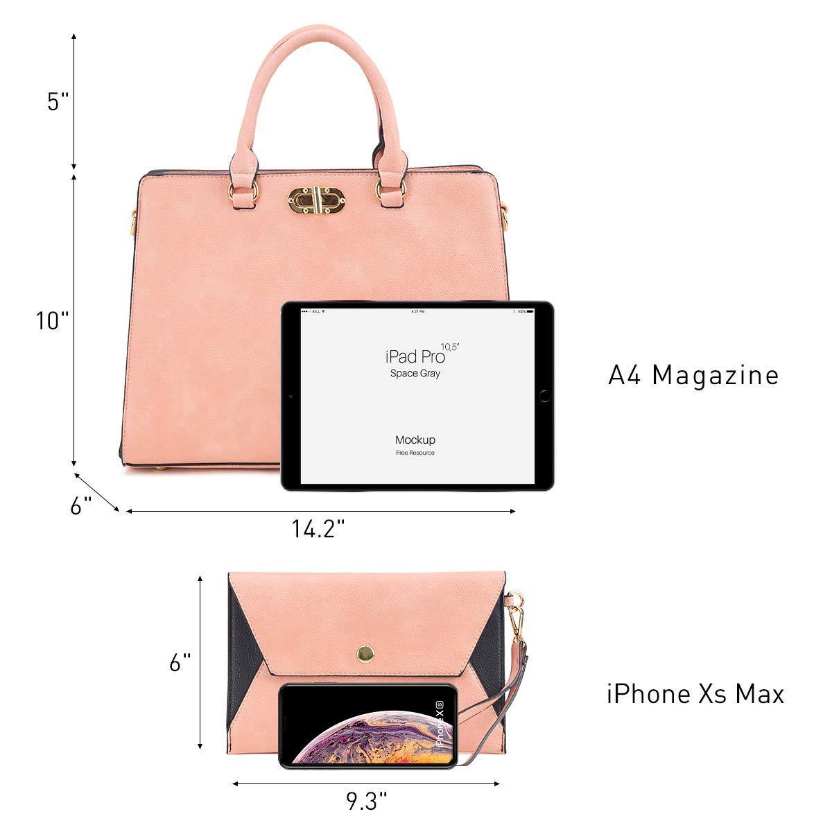 Twist Lock Handbag with Matching Wristlet - Dasein Bags