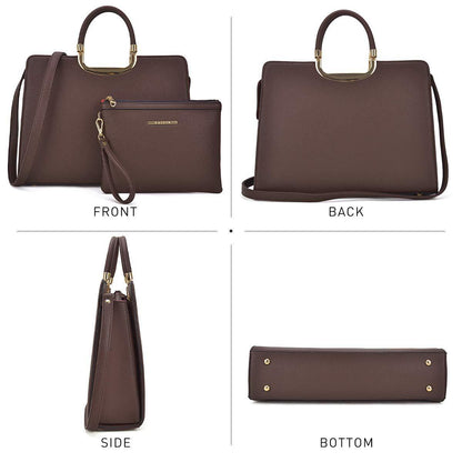 Pebble Texture Handbag with Matching Wristlet - Dasein Bags