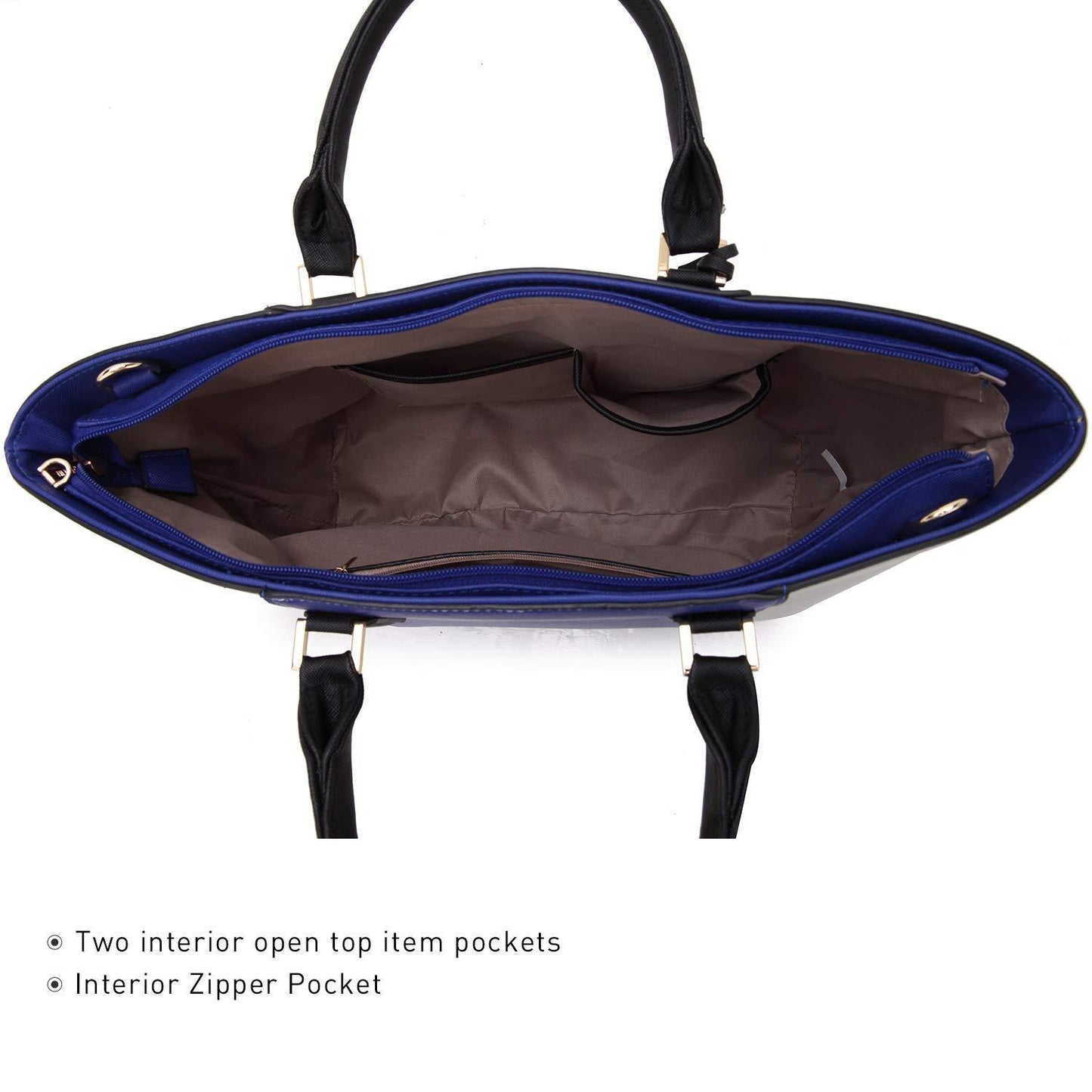 Fashion Stitching Color Large Tote Bag with Matching Wallet l Dasein - Dasein Bags