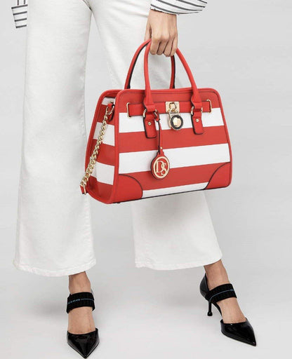 Two-Tone Handbag with Matching Wallet - Dasein Bags