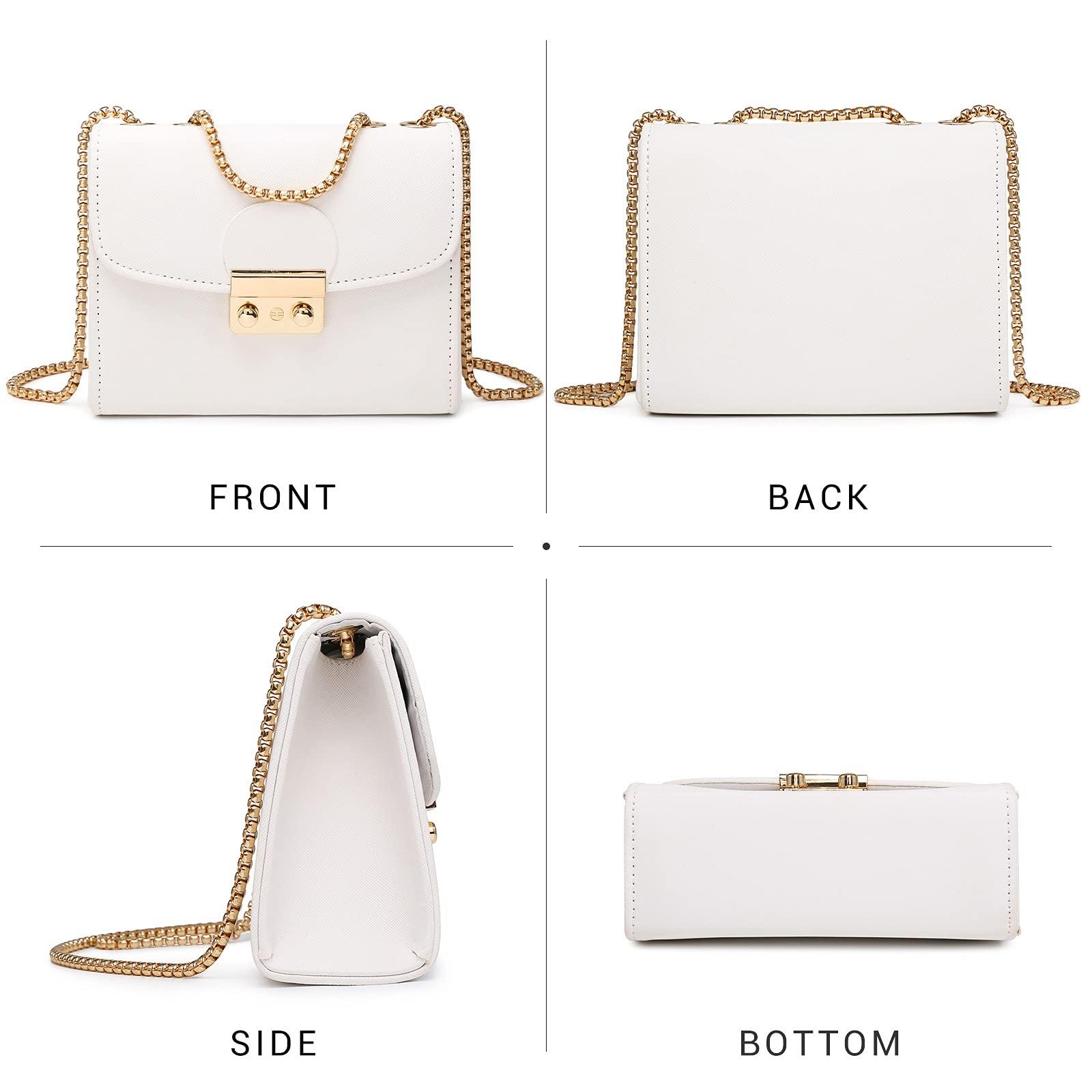 Push Lock Lightweight Vegan Leather Crossbody Bag With Chain Strap By Dasein - Dasein Bags