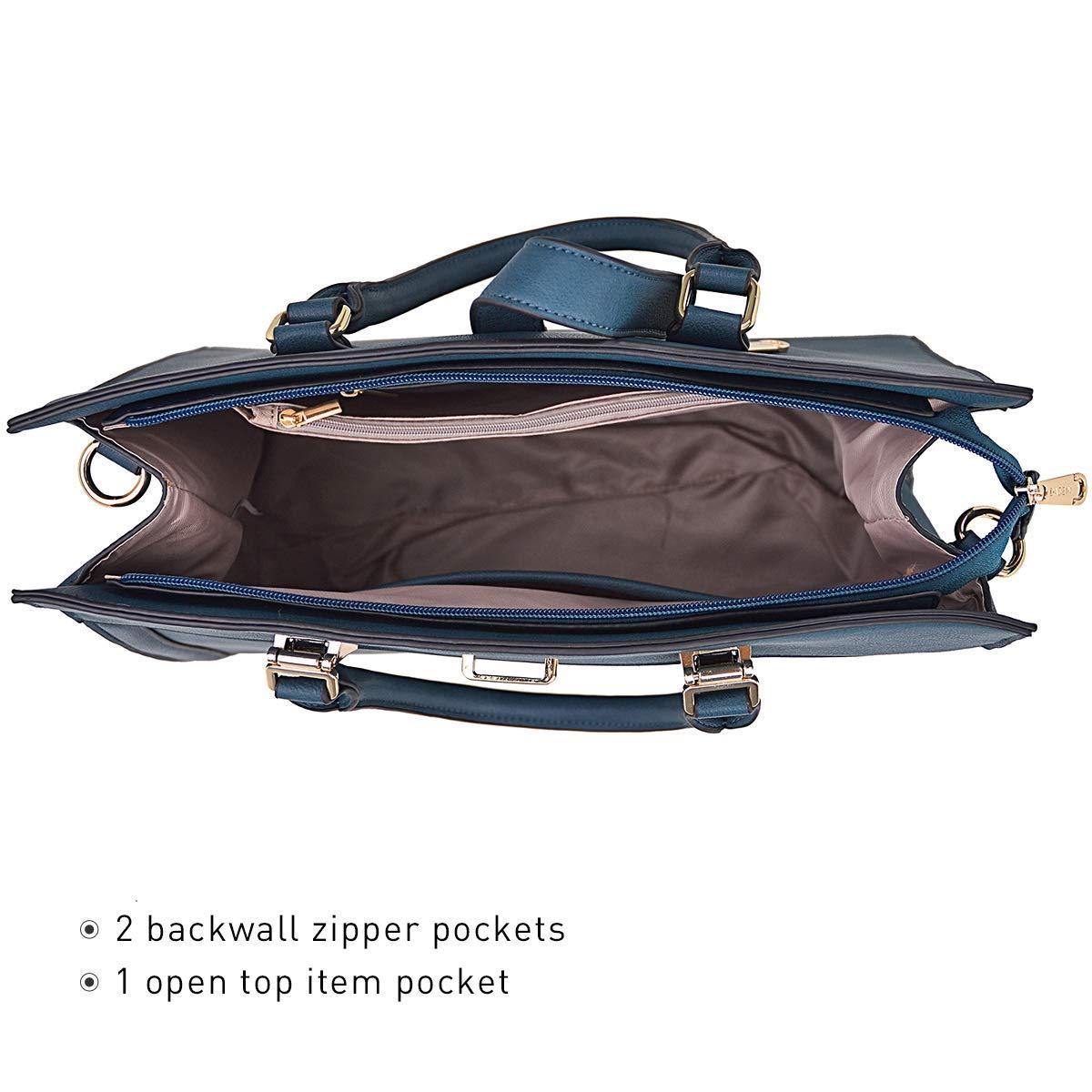 Women Flap-over Belt Top Handle Tote Satchel Purse Work Bag Matching Wristlet bag l Dasein - Dasein Bags