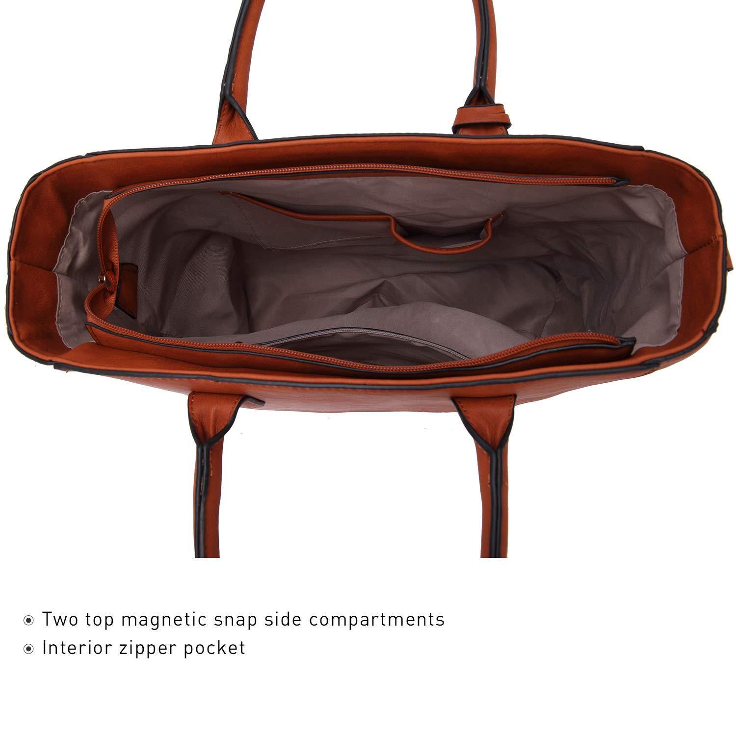Solid-Color Emblem Tote Handbag - Dasein Bags