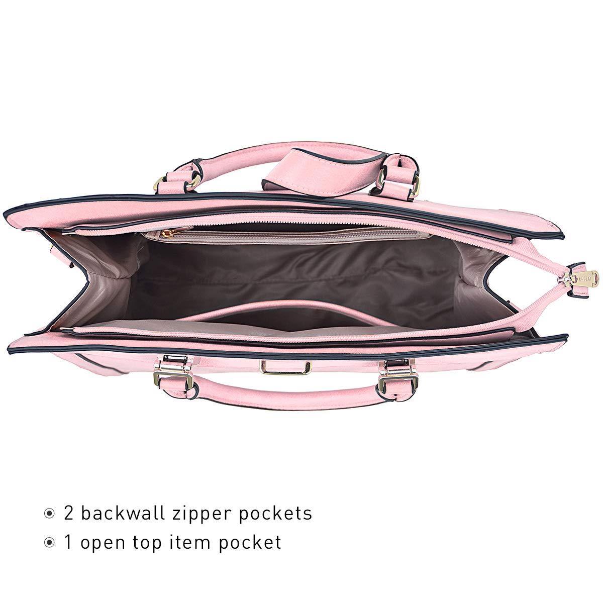 Women Flap-over Belt Top Handle Tote Satchel Purse Work Bag Matching Wristlet bag l Dasein - Dasein Bags