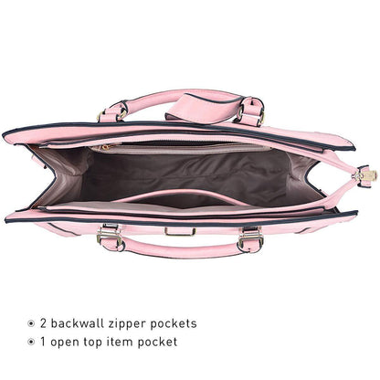 Women Flap-over Belt Top Handle Tote Satchel Purse Work Bag Matching Wristlet bag l Dasein - Dasein Bags