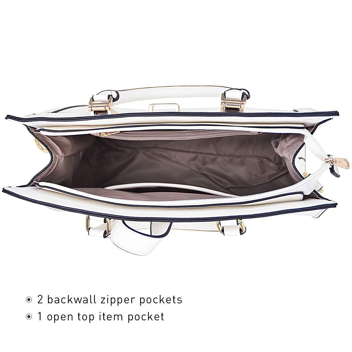 Women Flap-over Belt Top Handle Tote Satchel Purse Work Bag Matching Wristlet bag l Dasein - Dasein Bags